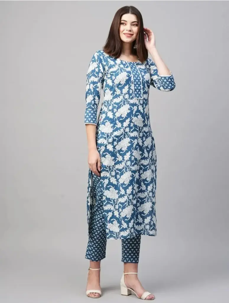 Women Cotton Rayon Kurti Set