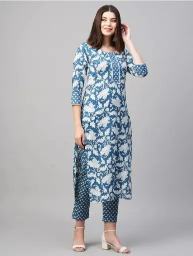 Women Cotton Rayon Kurti Set